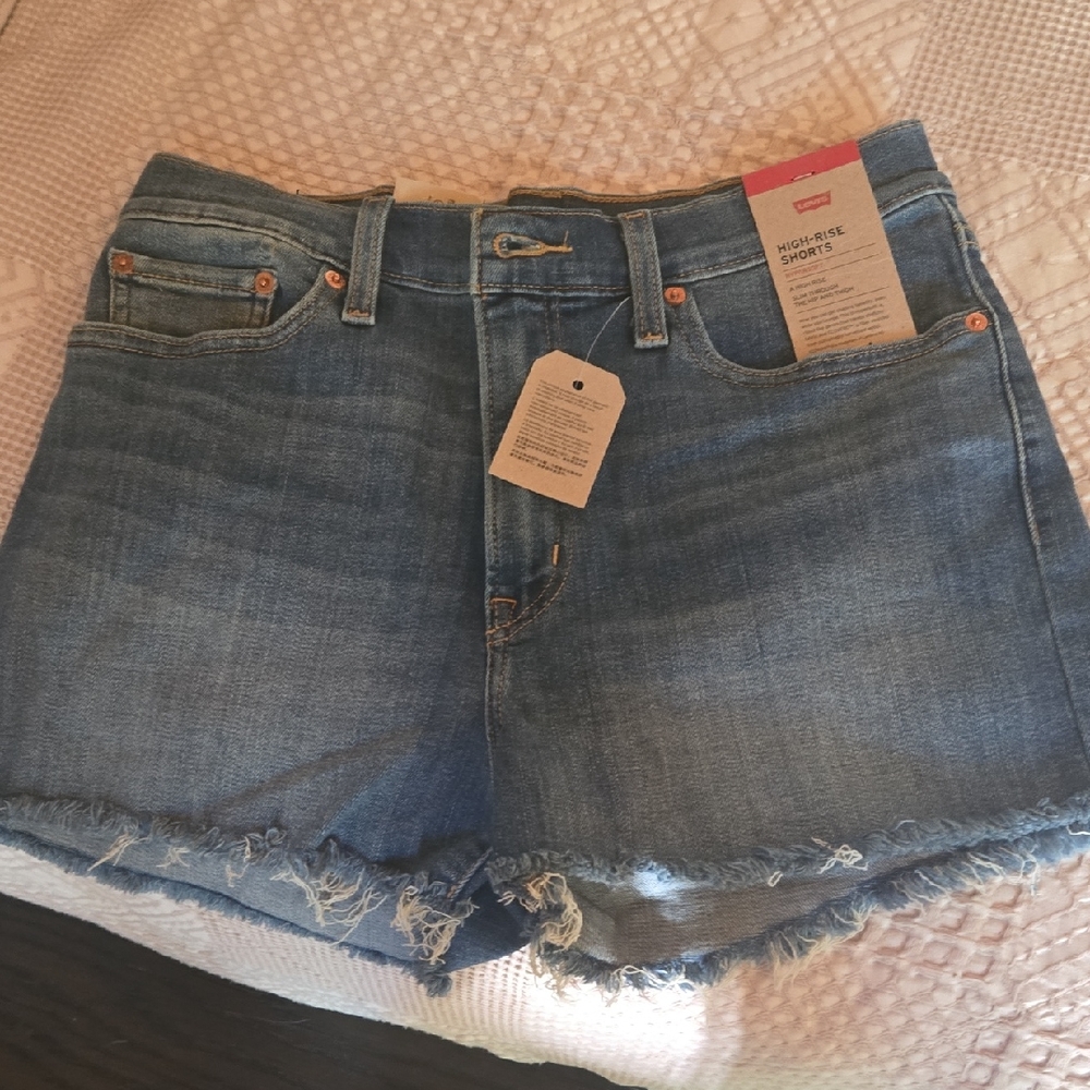 Levi's High Waist Blue Denim Shorts NWT